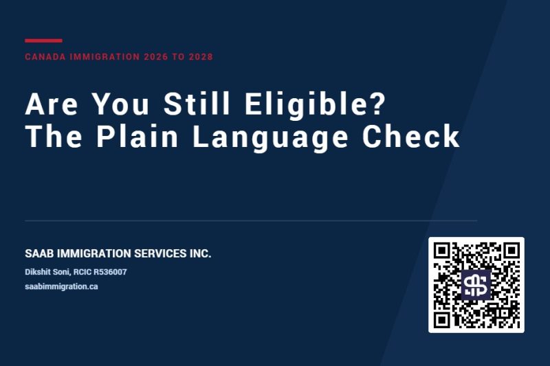Canada immigration 2026 to 2028: are you still eligible? A plain language check from SAAB Immigration Services, Dikshit Soni RCIC R536007.