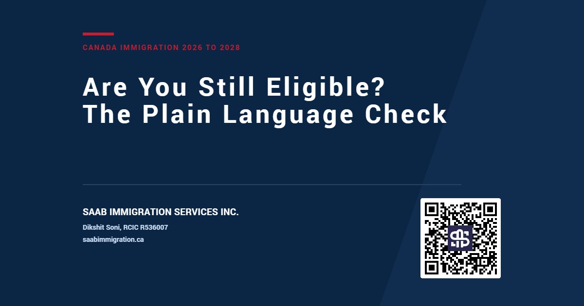 Canada immigration 2026 to 2028: are you still eligible? A plain language check from SAAB Immigration Services, Dikshit Soni RCIC R536007.